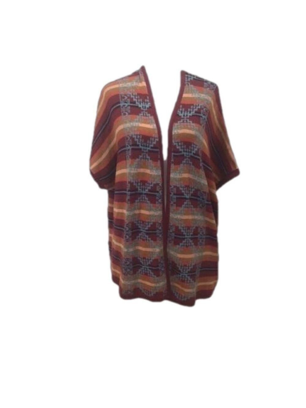Natural Reflections Size M/L wool blend short sleeve open front cardigan/vest